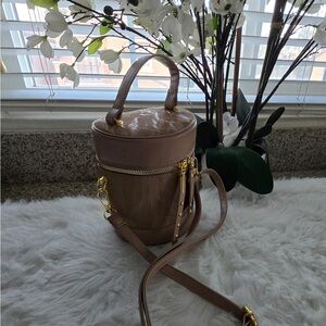 Elegant Brown Crossbody Bag with Gold Details